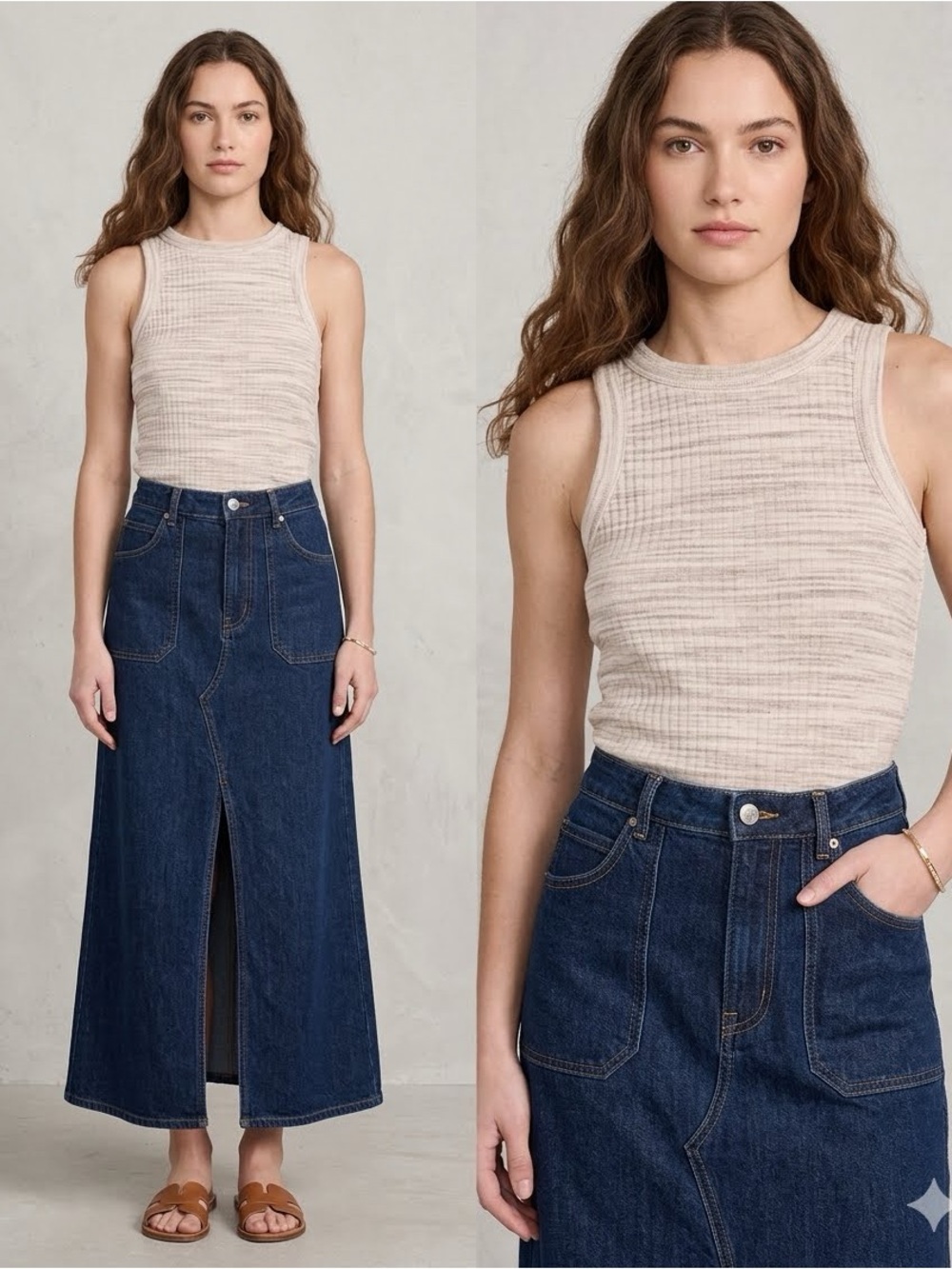 Madewell Brightside Rib Cutaway Crop Tank | Peachy Spacedye | Size S